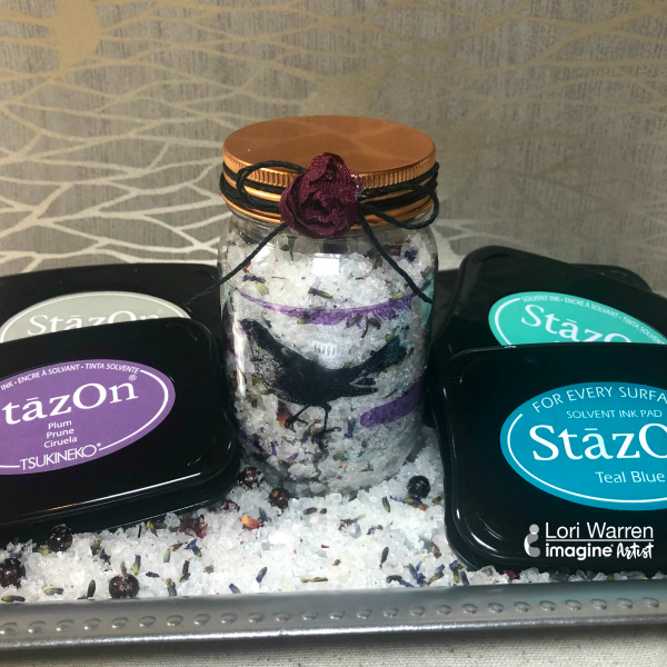 Customize Window Cling Vinyl for a Mason Jar with StazOn ink pad stamping stamp